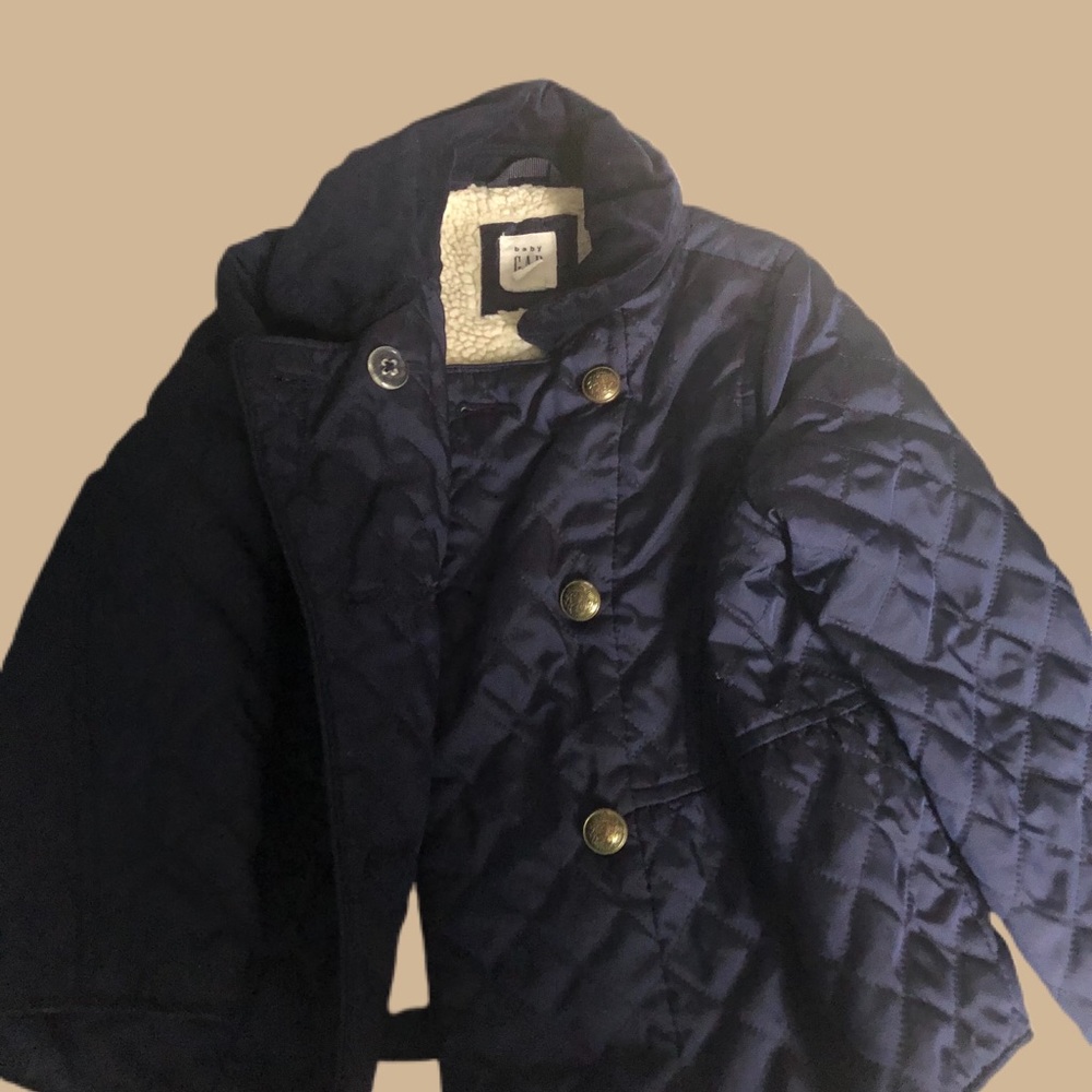 Baby Gap Girl Sherpa Lined  Quilted Navy Coat